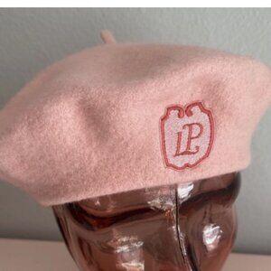 MINT! Laurent Perrier LP Logo Bubblegum Pink Beret Wool Hat Champagne Preppy